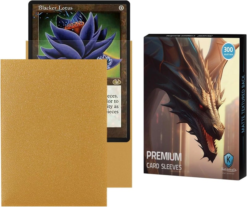 Katomula Gold MTG Card Sleeves 300CT, Matte Textured Back Card Sleeve Deck Card Protectors, Standard Size Card Sleeves for MTG, Baseball Card, Sports Cards, Game Card - Image 1